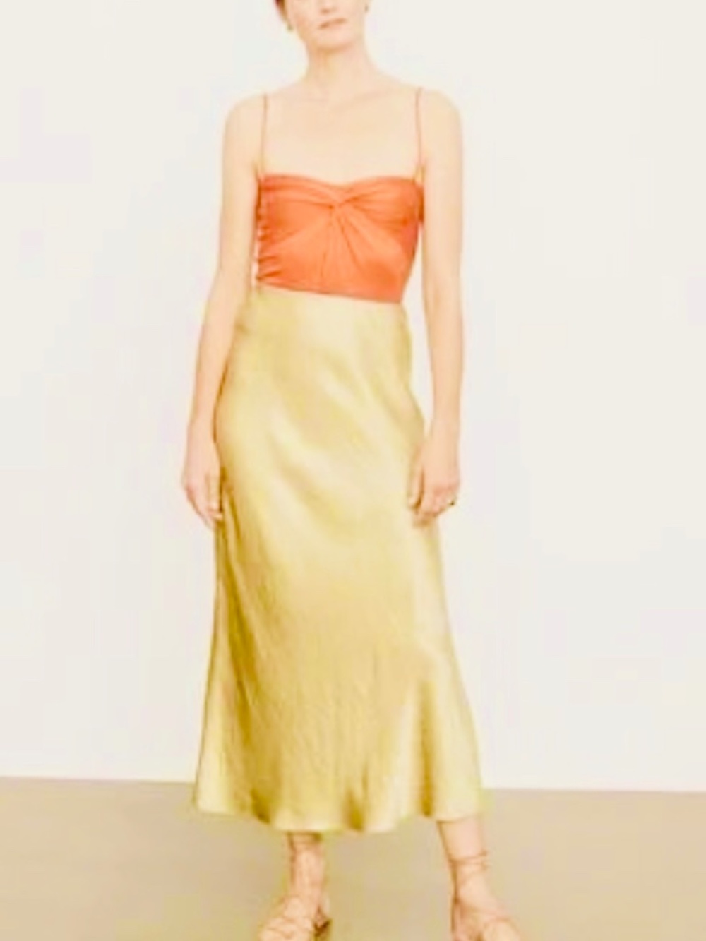 NWOT Vince Side Slit Slip Skirt in Light Yellow